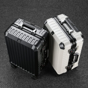 Large-capacity aluminum frame trolley case, silent universal wheel travel case, student combination lock case, multi-functional leather case